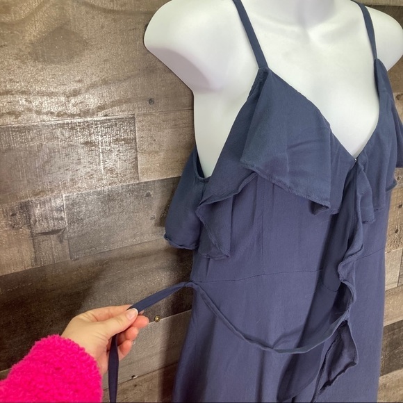 Cupcakes and Cashmere Navy Ruffle Wrap Dress - Picture 4 of 10